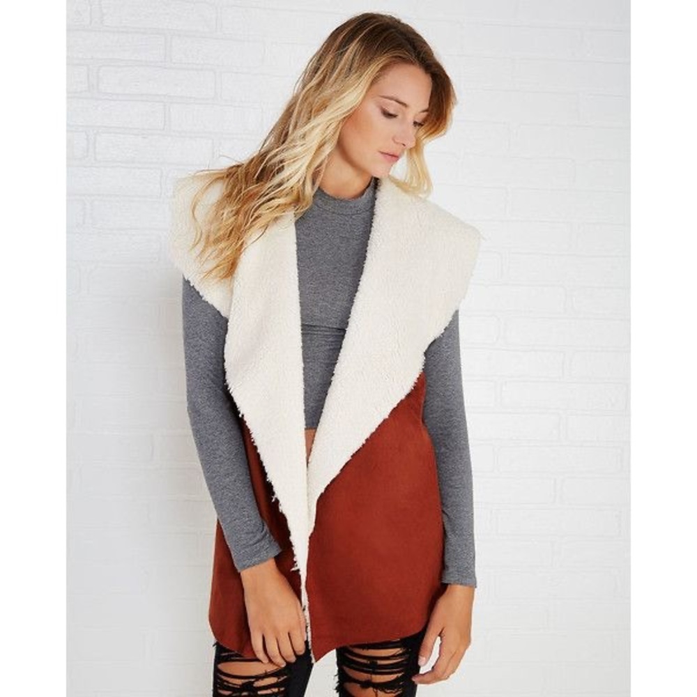 Almost Famous Faux Suede Sherpa Vest